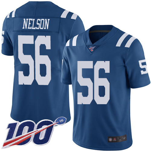 Colts #56 Quenton Nelson Royal Blue Men's Stitched Limited Rush 100th Season Jersey