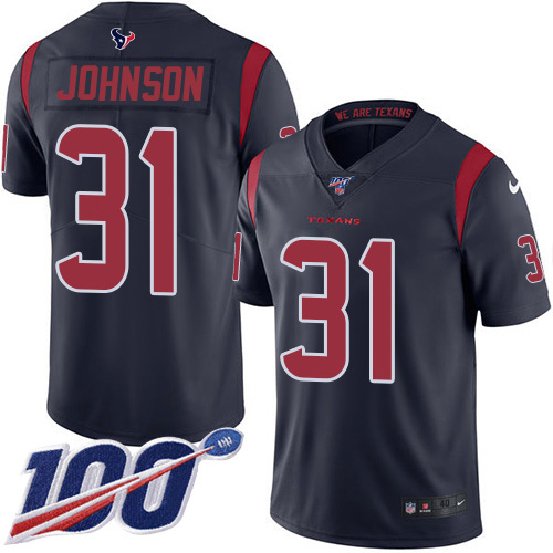 Houston Texans #31 David Johnson Navy Blue Youth Stitched Limited Rush 100th Season Jersey Youth