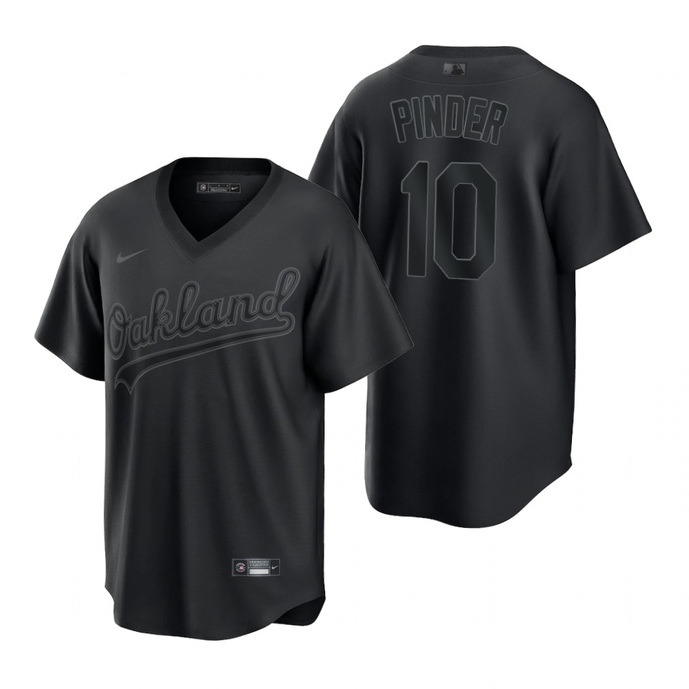 Oakland Athletics #10 Chad Pinder Men's Black Pitch Black Fashion Jersey