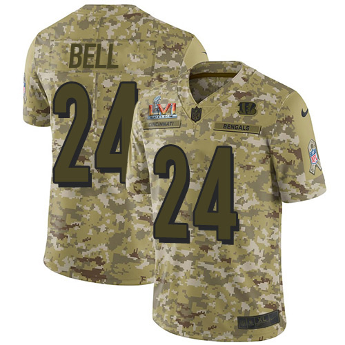 Cincinnati Bengals #24 Vonn Bell Camo Super Bowl LVI Patch Youth Stitched Limited 2018 Salute To Service Jersey Youth