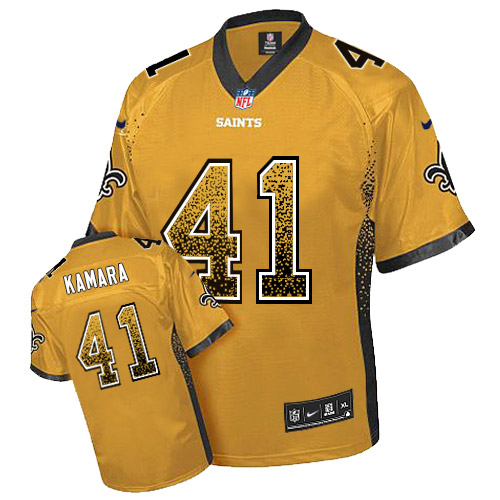 Saints #41 Alvin Kamara Gold Men's Stitched Elite Drift Fashion Jersey