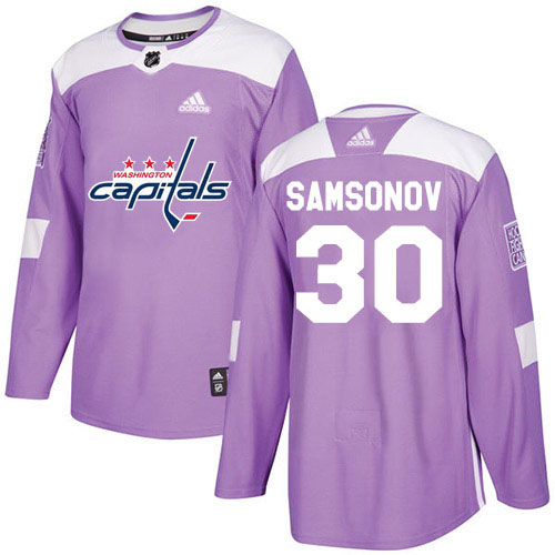 Adidas Washington Capitals #30 Ilya Samsonov Purple Authentic Fights Cancer Stitched Jersey Men's