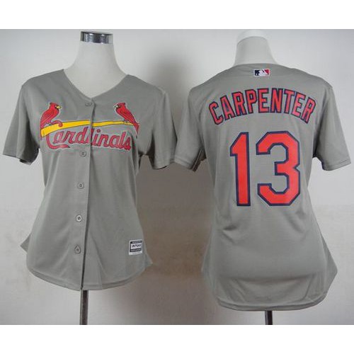St.Louis Cardinals #13 Matt Carpenter Grey Road Women's Stitched Jersey Womens