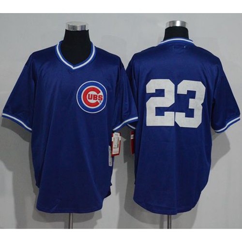Mitchell And Ness 1984 BP Chicago Cubs #23 Ryne Sandberg Blue Throwback Stitched Jersey Men's