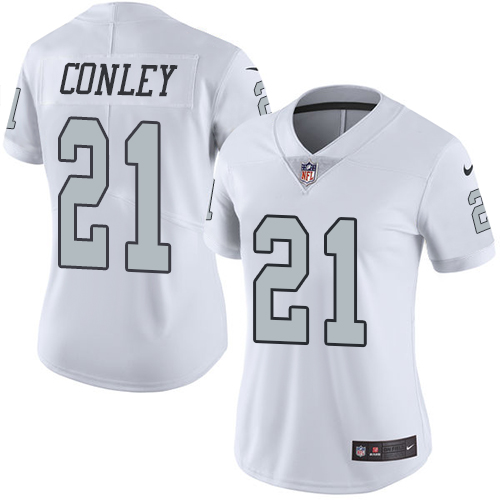 Las Vegas Raiders #21 Gareon Conley White Women's Stitched Limited Rush Jersey Womens