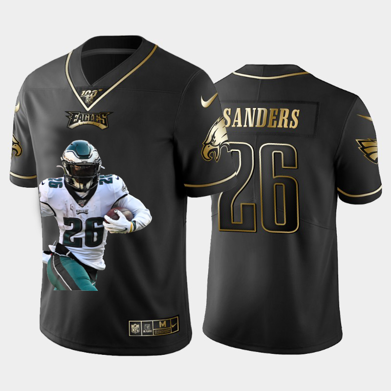 Philadelphia Eagles #26 Miles Sanders Team Hero Vapor Limited 100 Jersey Black Golden