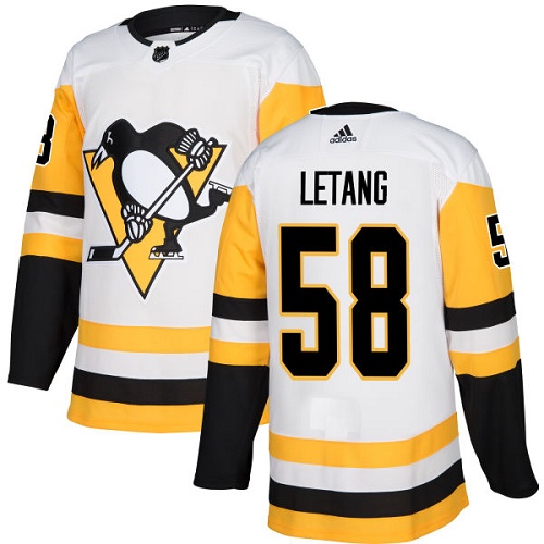 Adidas Pittsburgh Penguins #58 Kris Letang White Road Authentic Stitched Youth Jersey Youth