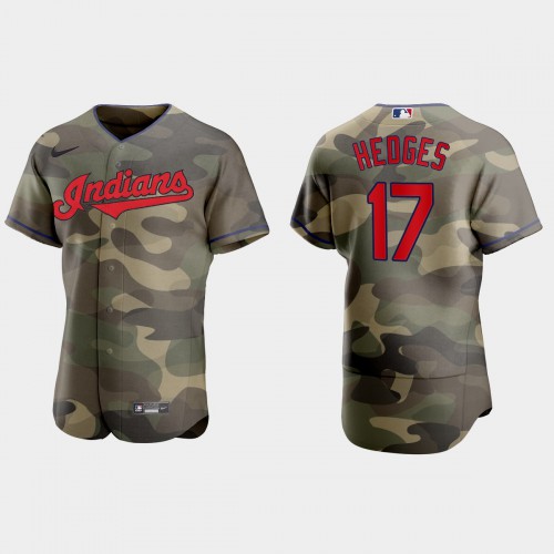 Cleveland Guardians #17 Austin Hedges Men's 2021 Armed Forces Day Authentic Jersey -Camo Men's