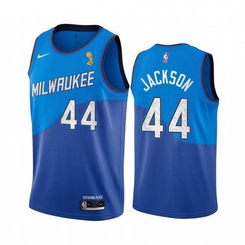 Milwaukee Bucks #44 Justin Jackson 2021 Finals Champions City Edition Jersey Blue Mens