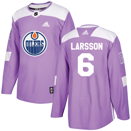 Adidas Edmonton Oilers #6 Adam Larsson Purple Authentic Fights Cancer Stitched Jersey Men's
