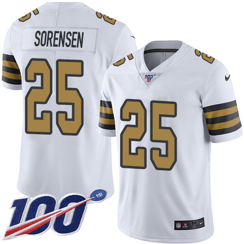 Saints #25 Daniel Sorensen White Men's Stitched Limited Rush 100th Season Jersey