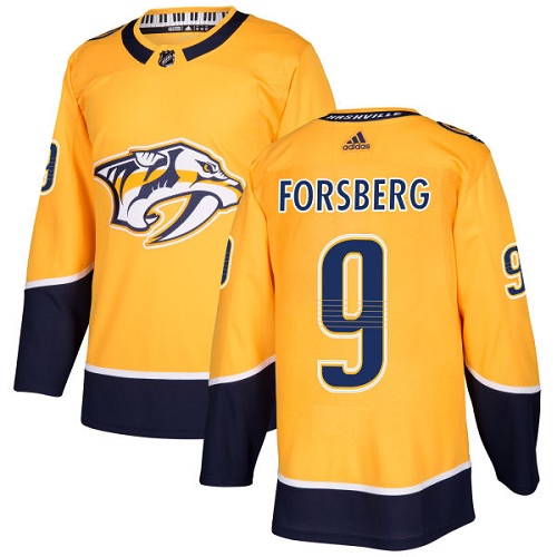 Adidas Nashville Predators #9 Filip Forsberg Yellow Home Authentic Stitched Jersey Men's