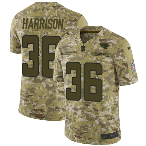 Jacksonville Jaguars #36 Ronnie Harrison Camo Men's Stitched Limited 2018 Salute To Service Jersey Men's
