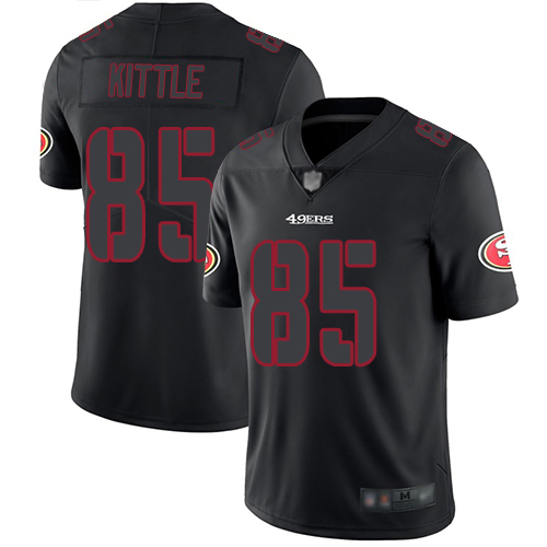 49ers #85 George Kittle Black Men's Stitched Limited Rush Impact Jersey