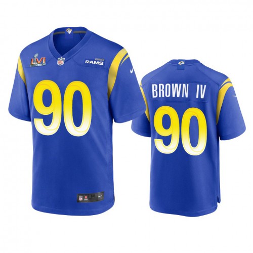 Los Angeles Los Angeles Rams #90 Earnest Brown IV Men's Super Bowl LVI Patch Game Jersey - Royal Men's