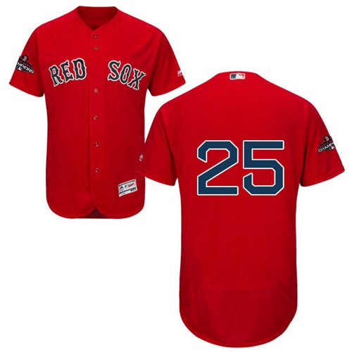 Boston Red Sox #25 Steve Pearce Red Flexbase Authentic Collection 2018 World Series Champions Stitched Jersey Men's