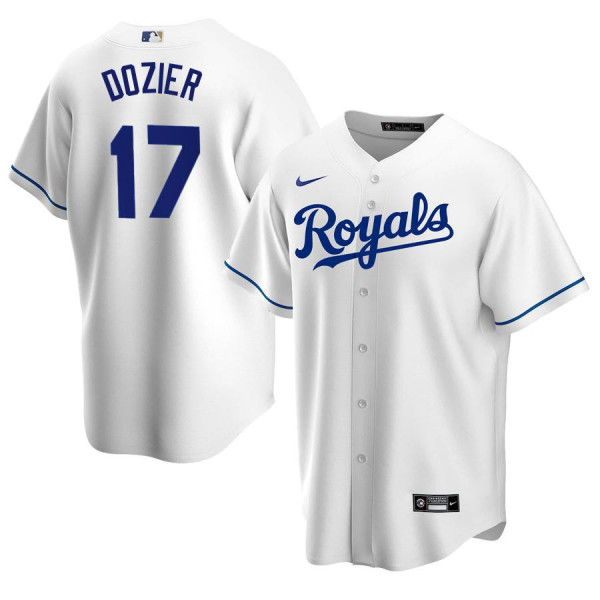 Men's Youth Women's Kansas City Royals 17 Replica 2020 White Home Hunter Dozier Jersey