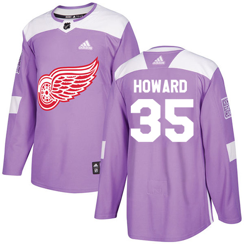 Adidas Detroit Red Wings #35 Jimmy Howard Purple Authentic Fights Cancer Stitched Jersey Men's