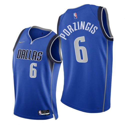 Dallas Mavericks #6 Kristaps Porzingis Youth 2021-22 75th Diamond Anniversary Jersey Blue Youth