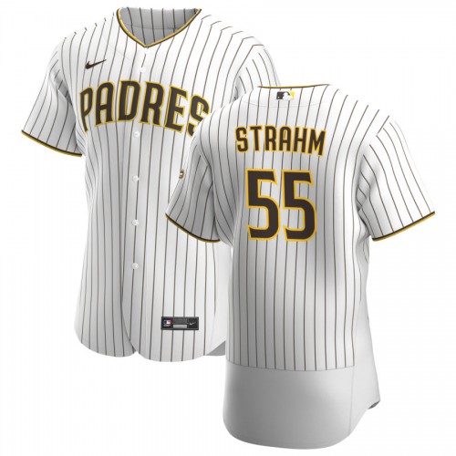San Diego San Diego Padres #55 Matt Strahm Men's White Brown Home 2020 Authentic Player Jersey Men's