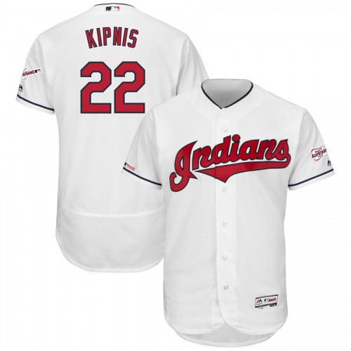Cleveland Guardians #22 Jason Kipnis Majestic Home 2019 All-Star Game Patch Flex Base Player Jersey White Men's