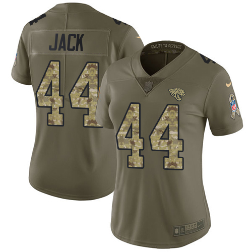 Jacksonville Jaguars #44 Myles Jack Olive/Camo Women's Stitched Limited 2017 Salute to Service Jersey Womens