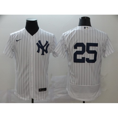 New York New York Yankees #25 Gleyber Torres Men's White Navy Home 2020 Authentic Player Jersey Men's