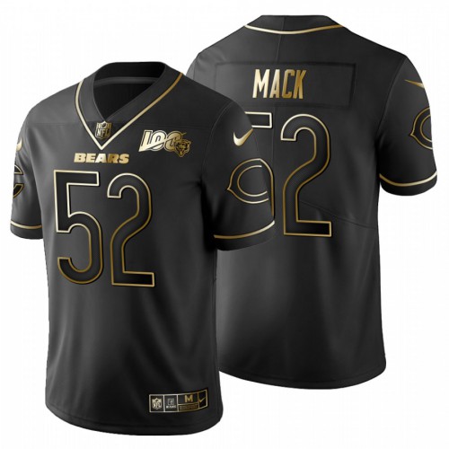 Chicago Chicago Bears #52 Khalil Mack Men's Black Golden Limited 100 Jersey Men's