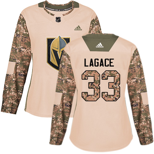 Adidas Golden Vegas Golden Knights #33 Maxime Lagace Camo Authentic 2017 Veterans Day Women's Stitched Jersey Womens