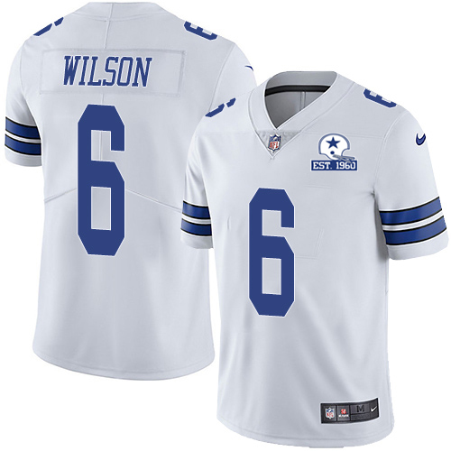 Cowboys #6 Donovan Wilson White Men's Stitched With Established In 1960 Patch Vapor Untouchable Limited Jersey