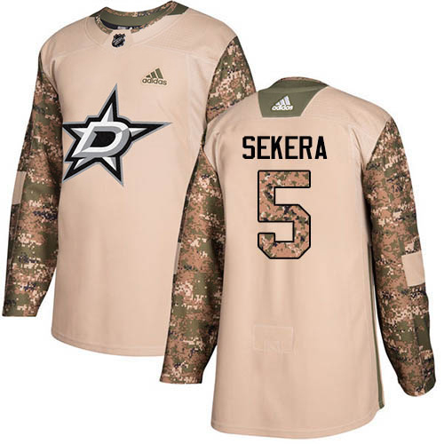 Adidas Dallas Stars #5 Andrej Sekera Camo Authentic 2017 Veterans Day Youth Stitched Jersey Youth
