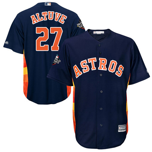 Houston Astros #27 Jose Altuve Navy Blue New Cool Base 2019 World Series Bound Stitched Jersey Men's