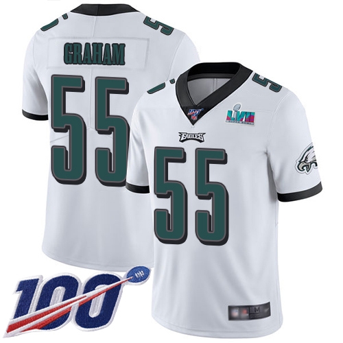 Eagles #55 Brandon Graham White Super Bowl LVII Patch Youth Stitched 100th Season Vapor Limited Jersey