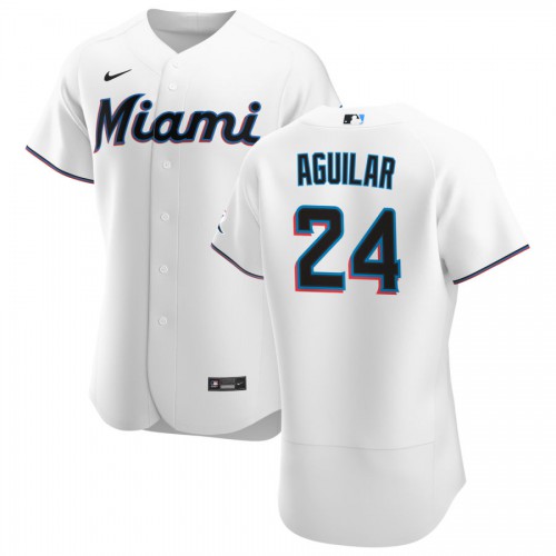Miami Miami Marlins #24 Jesus Aguilar Men's White Home 2020 Authentic Player Jersey Men's