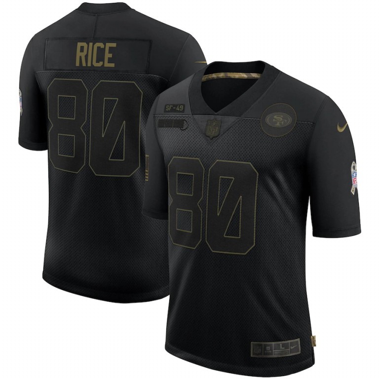 San Francisco 49ers #80 Jerry Rice 2020 Salute To Service Retired Limited Jersey Black