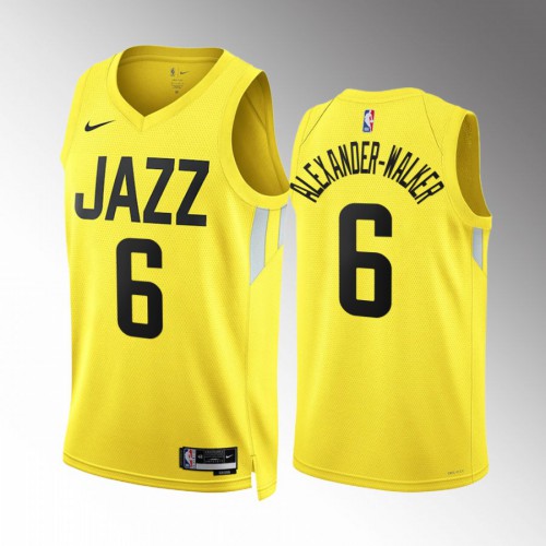 Utah Utah Jazz #6 Nickeil Alexander-Walker Mens Yellow 2022-23 Icon Edition Jersey Mens