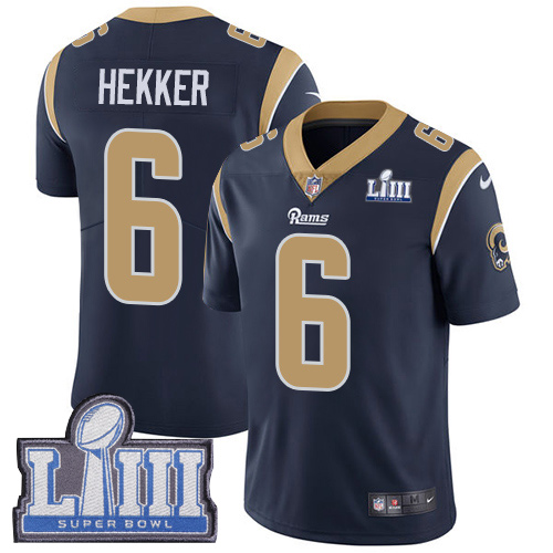 Los Angeles Rams #6 Johnny Hekker Navy Blue Team Color Super Bowl LIII Bound Men's Stitched Vapor Untouchable Limited Jersey Men's