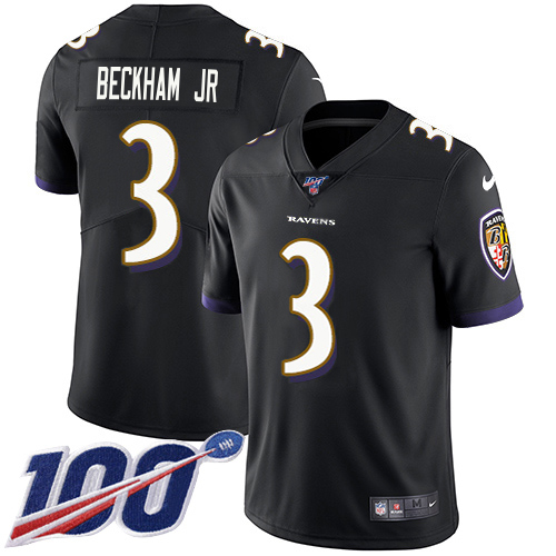 Ravens #3 Odell Beckham Jr. Black Alternate Men's Stitched 100th Season Vapor Untouchable Limited Jersey