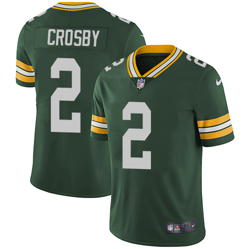 Green Bay Packers #2 Mason Crosby Green Team Color Men's Stitched Vapor Untouchable Limited Jersey Men's