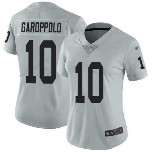 Raiders #10 Jimmy Garoppolo Silver Women's Stitched Limited Inverted Legend Jersey