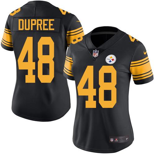 Pittsburgh Steelers #48 Bud Dupree Black Women's Stitched Limited Rush Jersey Womens