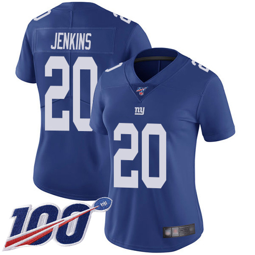 New York Giants #20 Janoris Jenkins Royal Blue Team Color Women's Stitched 100th Season Vapor Limited Jersey Womens