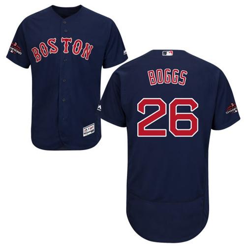 Boston Red Sox #26 Wade Boggs Navy Blue Flexbase Authentic Collection 2018 World Series Champions Stitched Jersey Men's