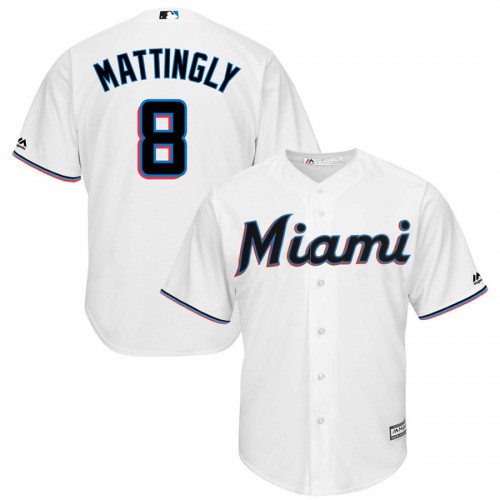 Miami Miami Marlins #8 Don Mattingly Majestic Home 2019 Cool Base Player Jersey White Men's