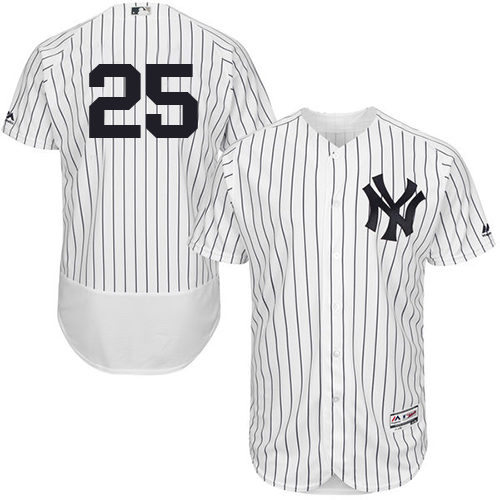 New York Yankees #25 Gleyber Torres White Strip Flexbase Authentic Collection Stitched Jersey Men's