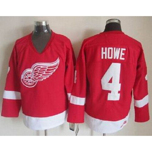 Detroit Red Wings #4 Gordie Howe Red CCM Throwback Stitched Jersey Men's
