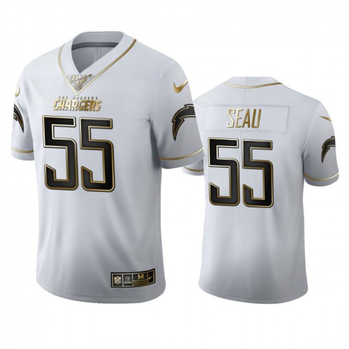 Los Angeles Los Angeles Chargers #55 Junior Seau Men's White Golden Edition Vapor Limited 100 Jersey Men's