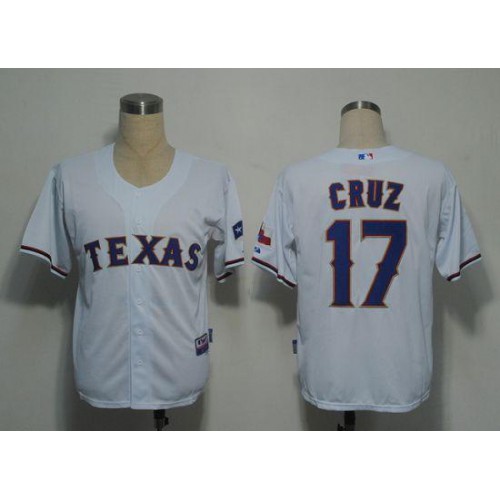 Texas Rangers #17 Nelson Cruz White Stitched Cool Base Jersey Men's