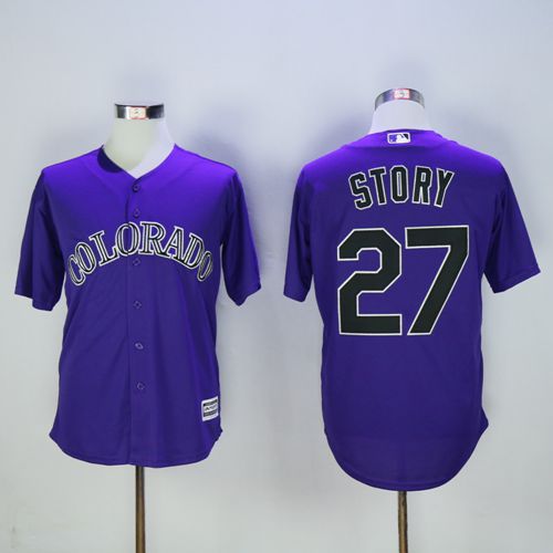 Colorado Rockies #27 Trevor Story Purple New Cool Base Stitched Jersey Men's