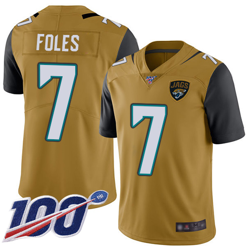 Jacksonville Jaguars #7 Nick Foles Gold Men's Stitched Limited Rush 100th Season Jersey Men's